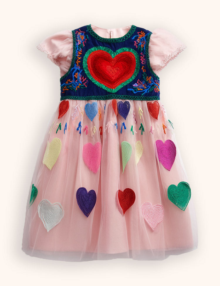 Heart Appliqué Tulle Party Dress