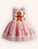 Tulle Gingerbread Man Embroidered Dress