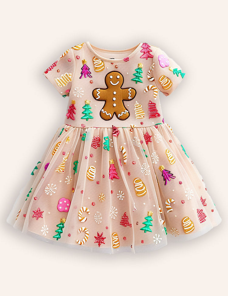 Christmas Gingerbread Man Tulle Dress