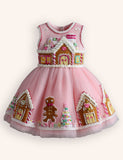 Tulle Gingerbread Man Embroidered Dress