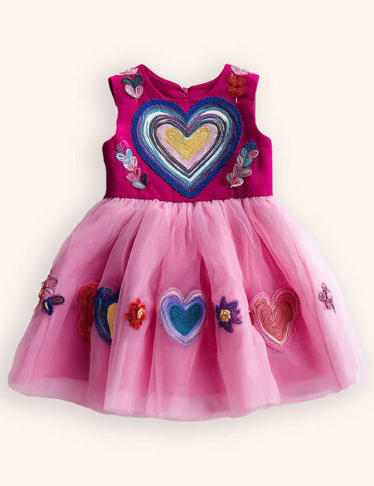 Heart Appliqué Tulle Party Dress