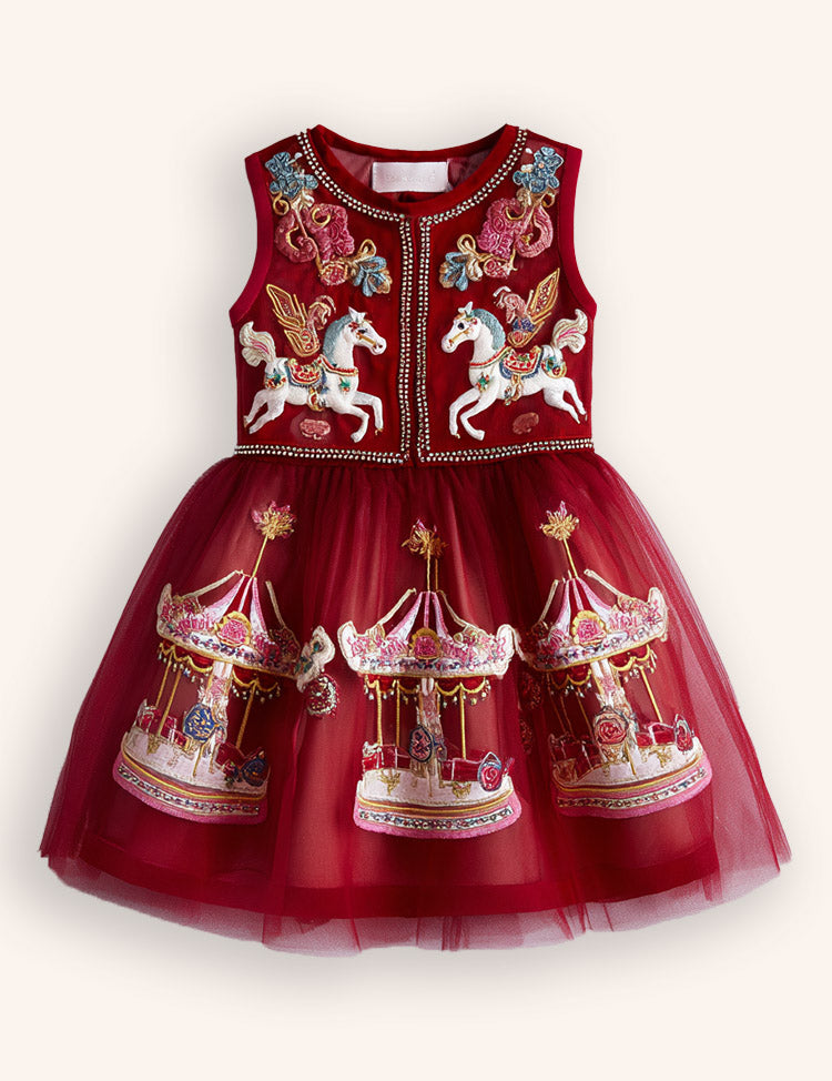 Tulle Carousel Embroidered Dress