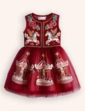 Tulle Carousel Embroidered Dress