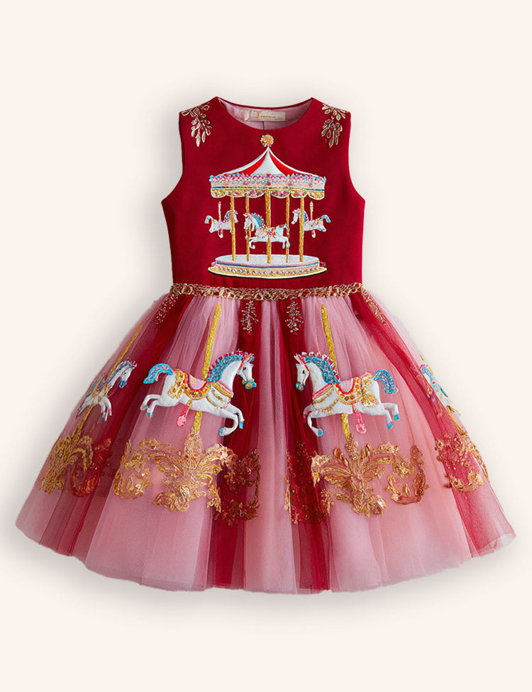 Tulle Carousel Embroidered Dress