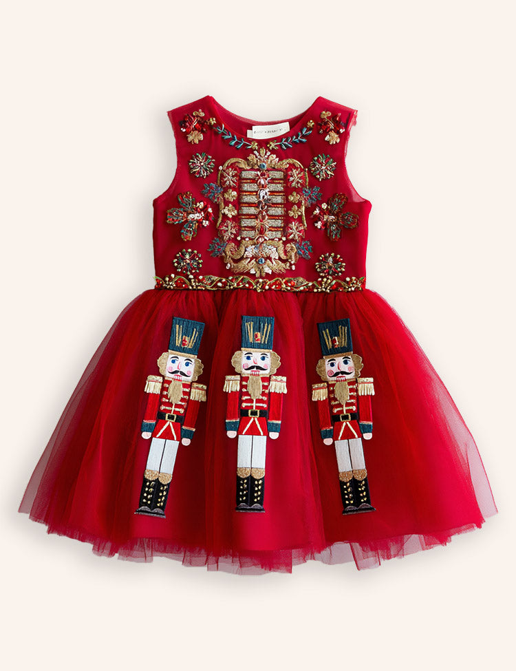 Nutcrackers Velour Tulle Appliqué Dress