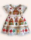 Christmas Gingerbread House Applique Dress