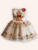 Christmas Gingerbread Man Applique Tulle Dress