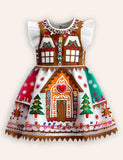 Christmas Gingerbread House Applique Dress