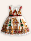 Christmas Gingerbread House Applique Tulle Dress