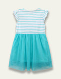 Horse Embroidered Striped Tulle Dress - Mini Taylor