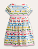 Rainbow Striped Bee Print Dress - Mini Taylor