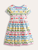 Rainbow Striped Bee Print Dress