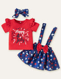 Independence Day Baby Bow Suspender Skirt Set - Mini Taylor