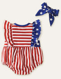 Independence Day Baby Flying Sleeve Striped Romper - Mini Taylor