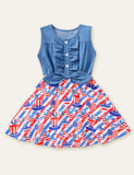 Independence Day Bow Denim Sleeveless Dress - Mini Taylor