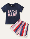 Independence Day Letter Printed Striped Set - Mini Taylor