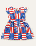 Independence Day Striped Flying Sleeve Dress - Mini Taylor