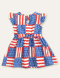 Independence Day Striped Flying Sleeve Dress - Mini Taylor