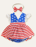 Independence Day Striped Printed Romper - Mini Taylor