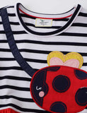Ladybug Appliqué Striped Dress - Mini Taylor