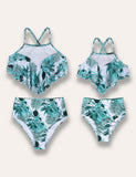 Leaf Printed Family Matching Swim Suit - Mini Taylor