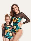 Leaves Printed Mesh Family Matching Swimsuit - Mini Taylor