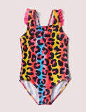 Farbiger Badeanzug mit Leopardenmuster