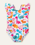 Maillot de bain imprimé sirène dinosaure imprimé léopard