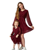Long Sleeve V-neck Family Matching Dress - Mini Taylor