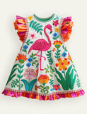 Multi Flamingo Printed Dress