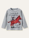 T-shirt met paardenprint met lange mouwen