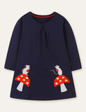 Mouse Mushroom Appliqué Embroidered Dress - Mini Taylor
