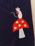 Mouse Mushroom Appliqué Embroidered Dress - Mini Taylor