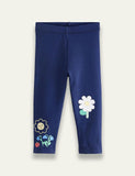 Navy Blue Flower Bee Embellished Leggings - Mini Taylor