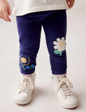 Navy Blue Flower Bee Embellished Leggings - Mini Taylor