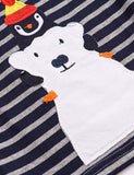 Penguin and Polar Bear Appliqué Striped T-shirt - Mini Taylor