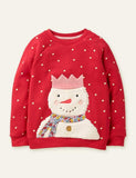 Plush Snowman Appliqué Dot Sweatshirt - Mini Taylor