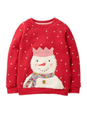 Plush Snowman Appliqué Dot Sweatshirt - Mini Taylor