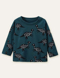 Polka Dot Dinosaur Printed Long-Sleeved T-shirt