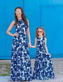Porcelain Printed Long High Waist Family Matching Dress - Mini Taylor