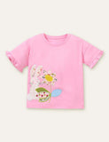 Rabbit Flower Appliqué T-shirt - Mini Taylor