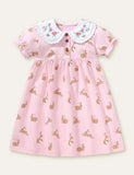 Rabbit Printed Embroidered Dress - Mini Taylor