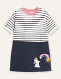 Rabbit Rainbow Appliqué Striped Dress - Mini Taylor