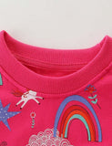 Rainbow Clouds Pony Print Terry Long-Sleeved Sweater - Mini Taylor