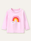 Rainbow Clouds Printed Long-Sleeved T-shirt