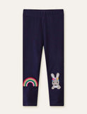 Rainbow Embroidered Rabbit Appliqué Leggings - Mini Taylor