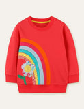 Rainbow Flower Appliqué Sweatshirt - Mini Taylor