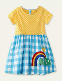 Rainbow Plaid Appliqué Dress - Mini Taylor