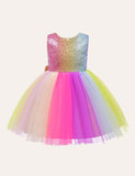 Rainbow Sequin Mesh Party Dress