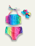 Costume da bagno diviso con nappe arcobaleno